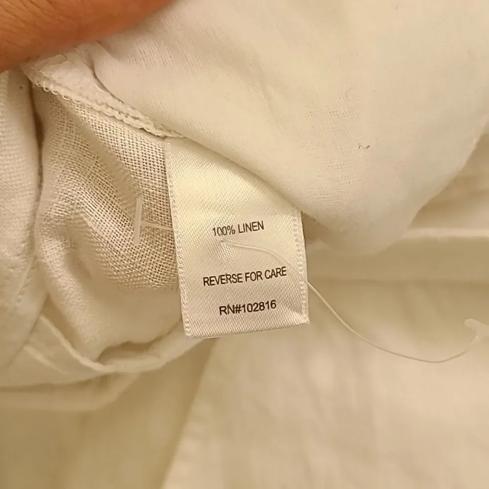 Garnet Hill 100% Linen Pants Wide Leg White 12 Summer Flowy Beachy Breathable - Picture 5 of 9